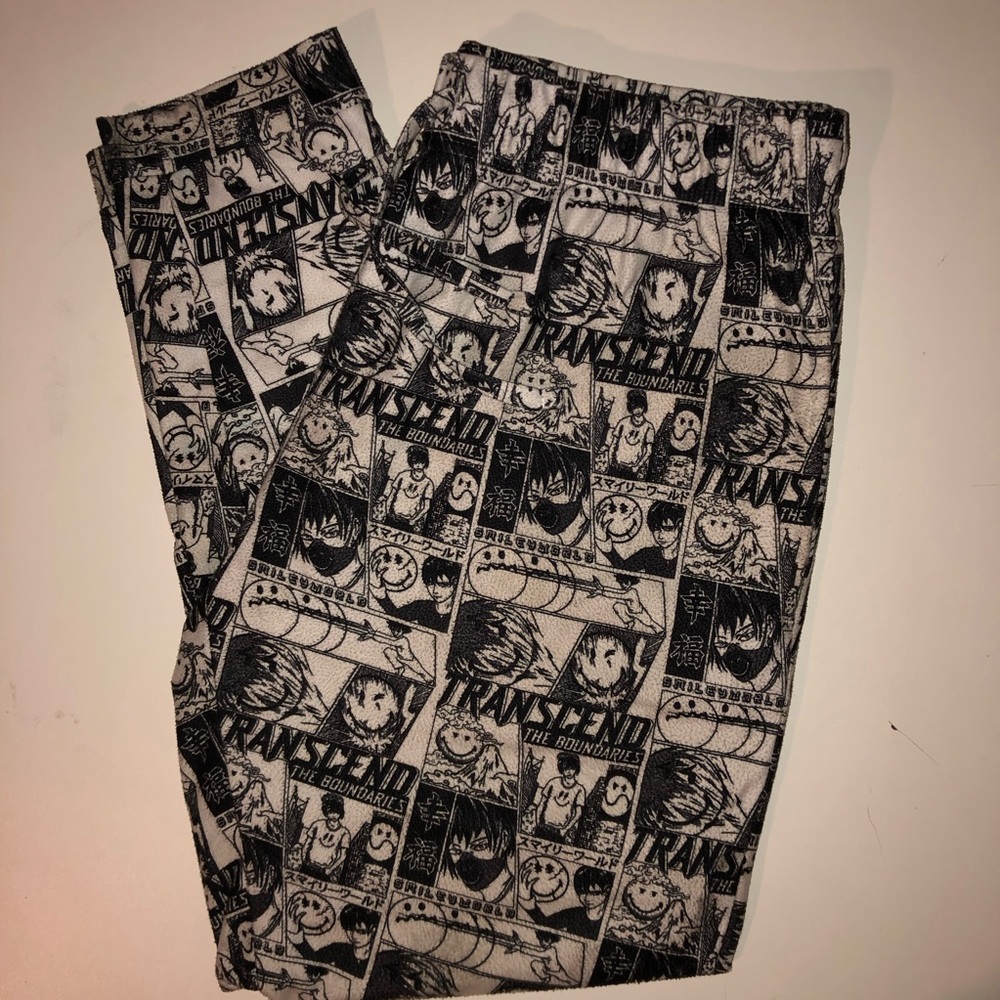 Smiley World Sweatpants Mens Size Large White and Black Color